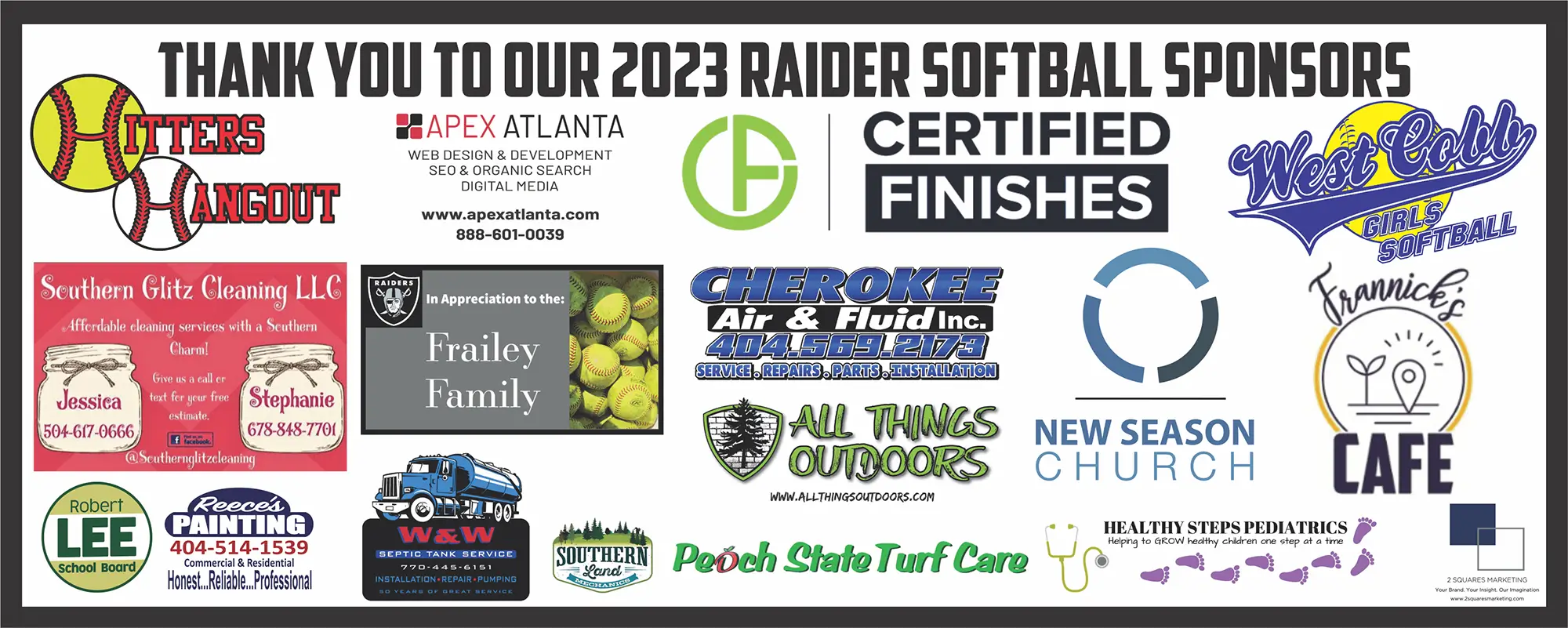 2023 East Paulding Raiders Softball Sponsors