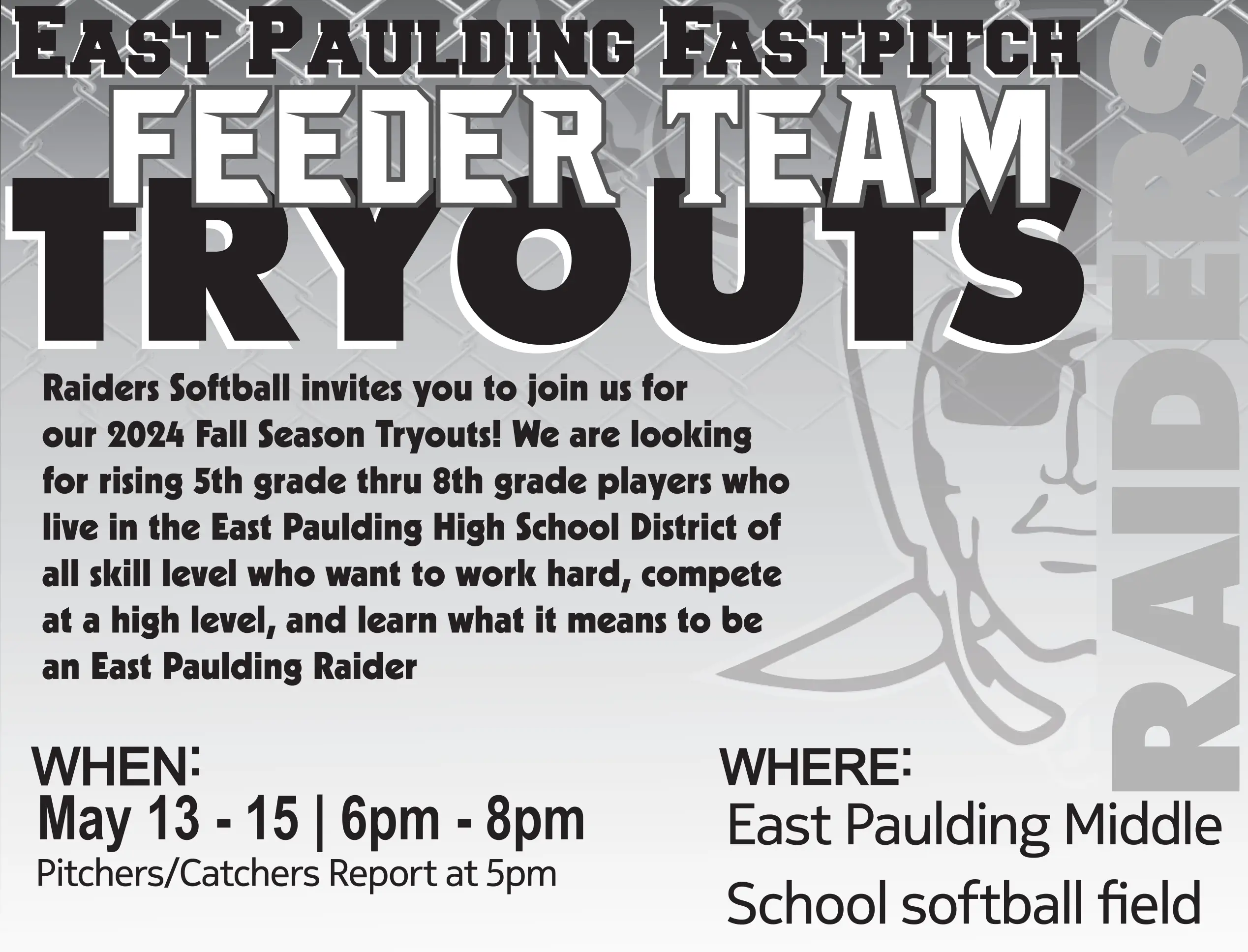 East Paulding High School Softball Metro/Feeder Team Tryouts 2024