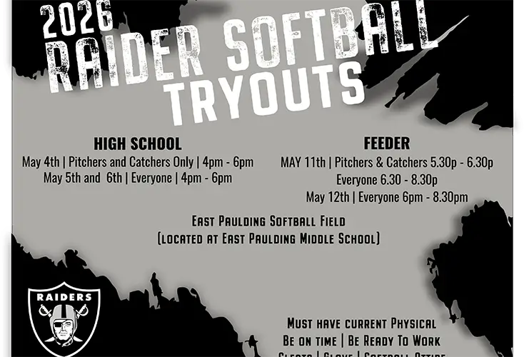 Get ready for the 2026 Raider Softball tryouts! Mark your calendars for May.