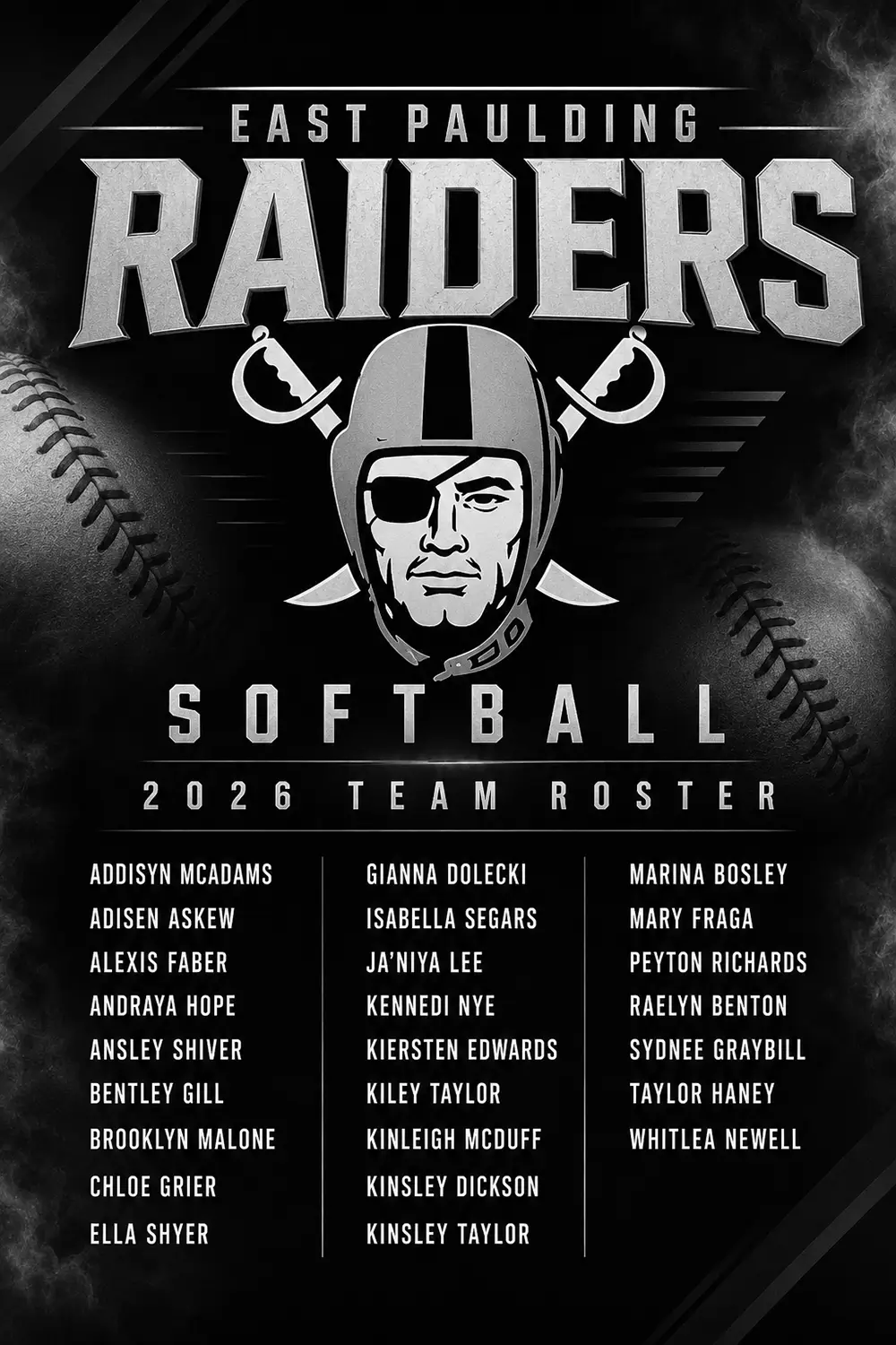 East Paulding Raiders Softball 2026 Team Roster